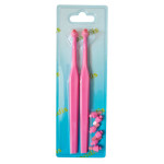 Set of 2 mono-bundle toothbrushes with 8 interchangeable heads, Pink